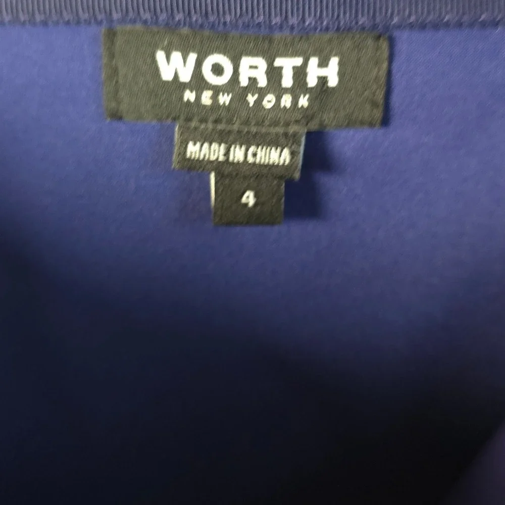 Worth New York Blue Zip Front Jacket Pencil Skirt Set Womens 4 Career Structured